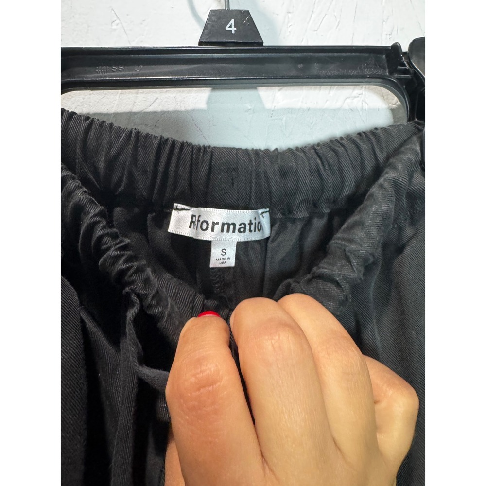 Reformation Ethan Twill Pants Black Wide Leg Cargo Drawstring Tencel Small - Picture 6 of 8